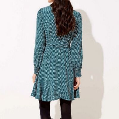 LOFT Polka Dot Wrap Mini Dress sz 14 Green/White Long Sleeves Boho Ruffle Hem | eBay LOFT Polka Dot Wrap Mini Dress sz 14 Green/White Long Sleeves Boho Ruffle Hem | eBay