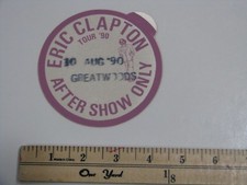 Concert Pass - Eric Clapton After Show Only 1990 Greatwoods Mansfield MA Satin