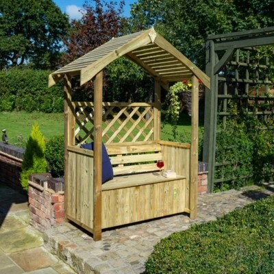 Rowlinson Stretton Arbour Garden Seat Bench Under Seat Storage Pressure Treated
