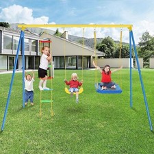 550lbs Swing Set Kids Outdoor Heavy-Duty Metal Playset for Backyard Playground