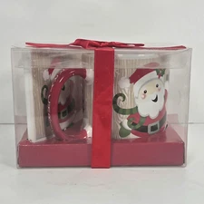 Celebrate It Merry Christmas Noel Santa Mug & Coaster Set Holiday Gift 12oz