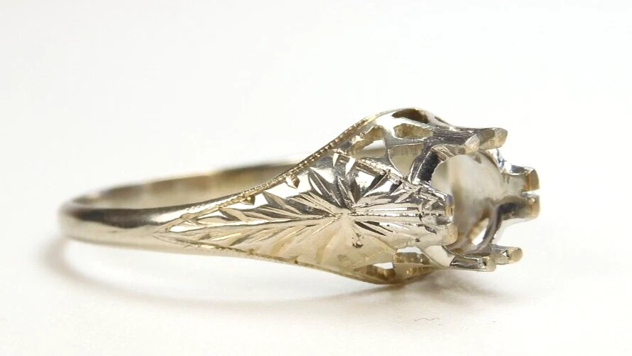 Antique 1920's Engagement Mounting 22KW Hold 5.5 MM Ring Size 10 UK-T1/2 Deco - Image 2 of 4