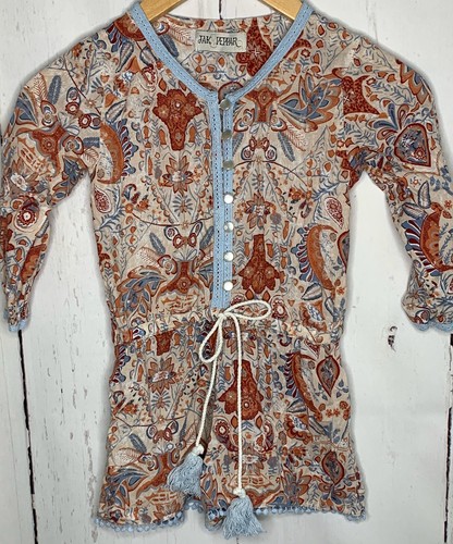 Jak & Peppar Girls Size Seven 7 Light Blue Shorts Romper One Piece Floral - 第 1/12 張圖片