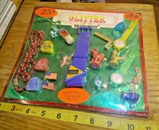original Vintage display card 25c GLITTER pins watch stampers necklace   #jd620