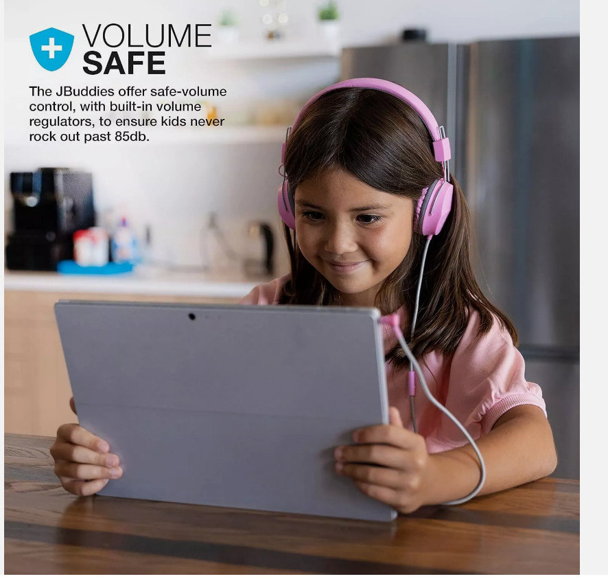 JLab Jbuddies Studio On Ear Folding Kids Wired Headphones Age 6+ Gray Sealed Box