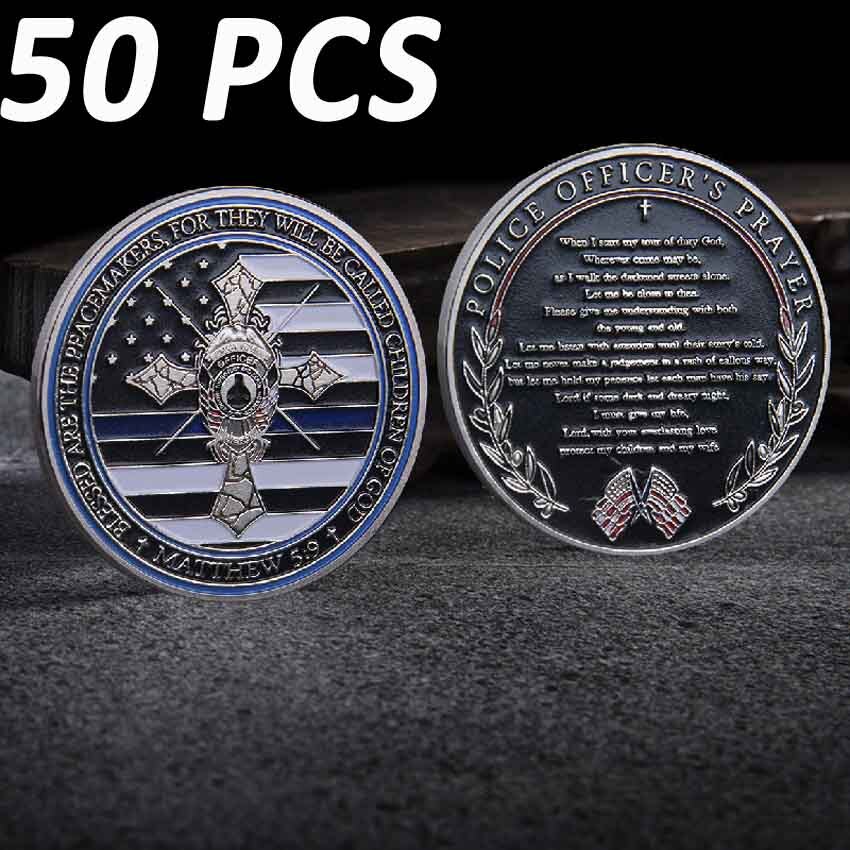 50PCS Collection Police Officer Challenge Coin Law Enforcement Thin Blue Line