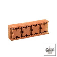 X Cross & Saw Tooth Border String, Decorative Handmade Red Brick