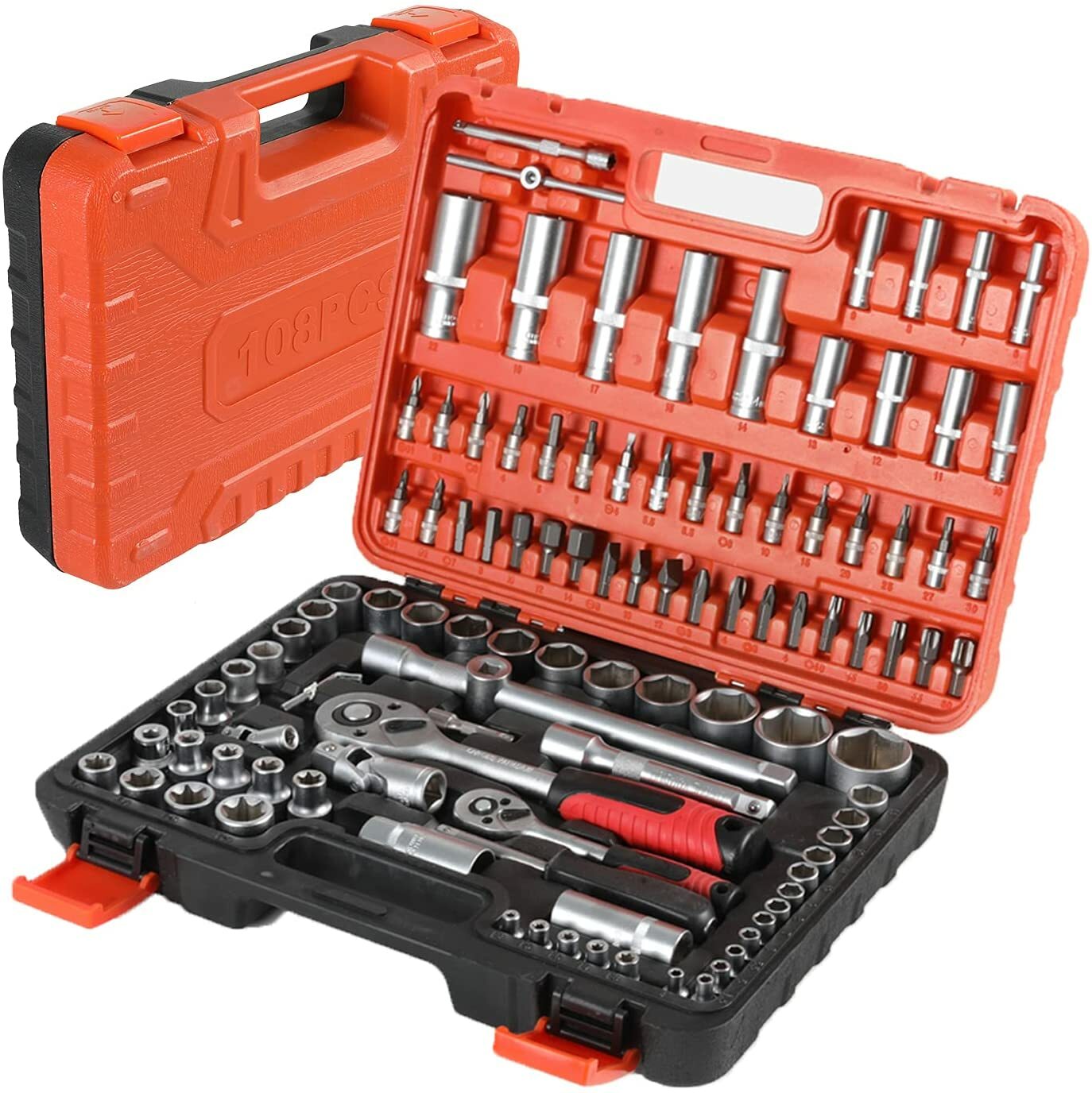 Coffret de douilles 58 pièces ISE SY-TB200 avec cliquets 1/2" et 1/4" en acier chrome-vanadium