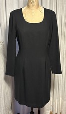Vintage YL byYair womens Blk Crepe L Sleeve Knee Length Dress Sz 8 pre-owned