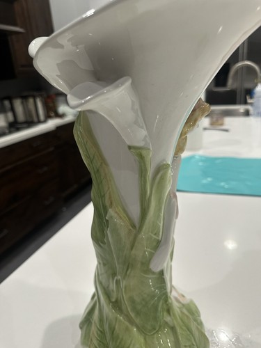 Antique Calla Lily Vase Art Nouveau Porcelain Made In Italy Lilly With Woman - Picture 15 of 24