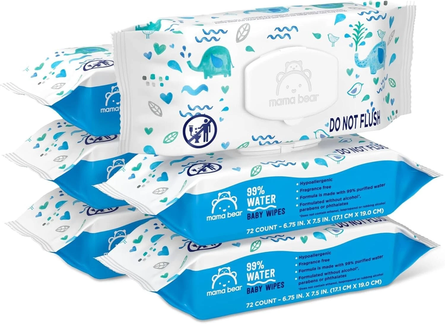 Mama Bear 99% Water Based Baby Wipes Hypoallergenic Fragrance Free 432 Count