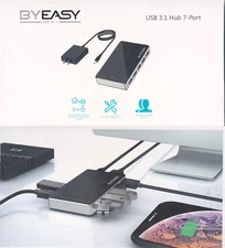 BYEASY Powered 7 port USB 3.0 3.1  UH74 Windows PC/Surface & MAC MacBook Pro/Air