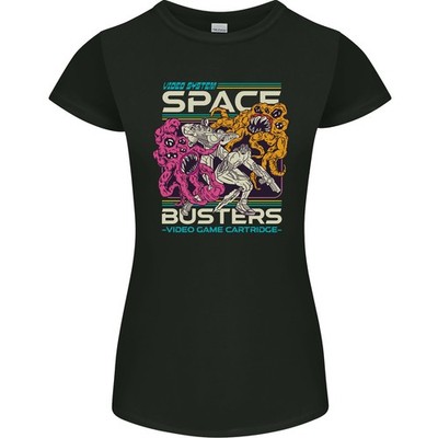 Retro Raum Videospiel Arcade Alien Damen Petite Schnitt T-Shirt