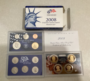 2008s US Mint Proof Set. 14 Coins In Original Government Packaging and COA (P83)