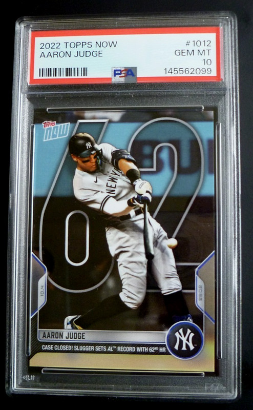 2022 TOPPS NOW AARON JUDGE #1012 PSA 10 GEM MINT "SETS AL RECORD WITH 62nd HR"