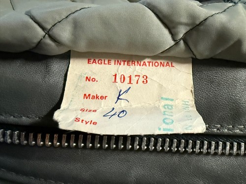 Bomber vintage Eagle International da uomo in pelle grigia - taglia 40 - Gran Bretagna - Foto 6 di 6