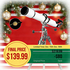 Premium 90mm Refractor Telescope OTA,900mm f/10, w/Vixen Dovetail Bar/Tube Rings
