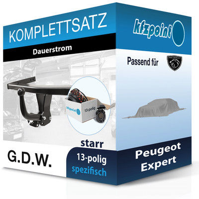 G.D.W. Anhängekupplung starr und JAEGER E-Satz 13polig für Peugeot Expert 06.16-