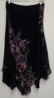 Vintage Y2K Express Silk Skirt Black Pink Floral Handkerchief Fairycore Medium