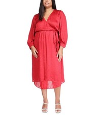 Michael Kors Women's Animal Jacquard Midi Dress Red Size 2X