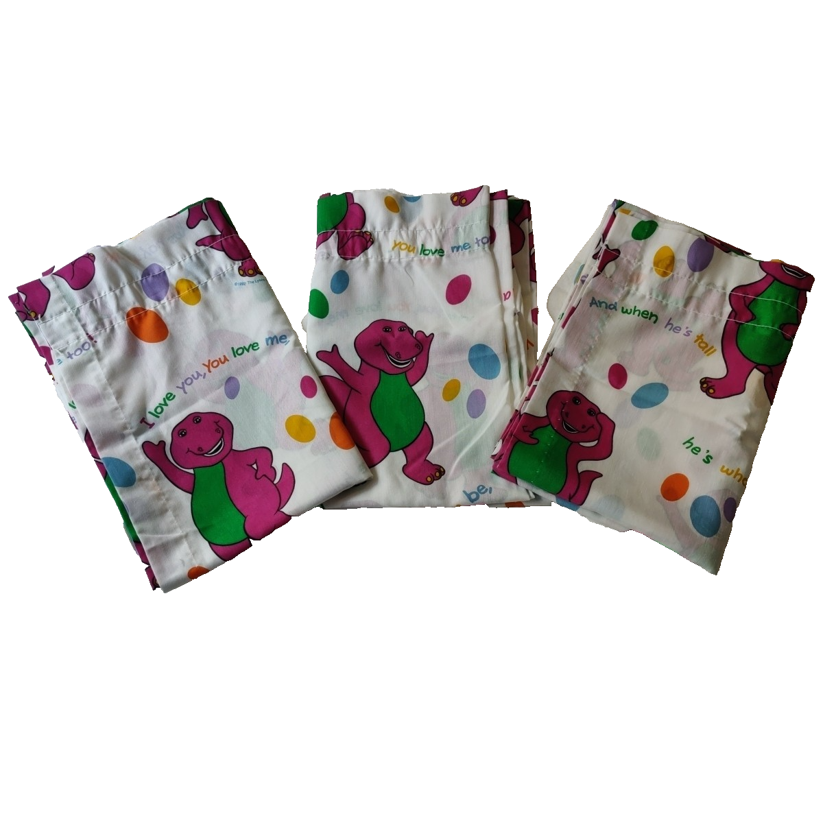 Barney バーニー　カーテン Vtg 90s Barney Curtain Set 3 Panels Made USA 40”x64” Kids Baby