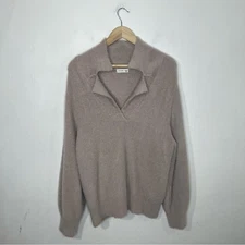 Gentle Fawn Fuzzy Collared V Neck Pullover Sweater Size Small