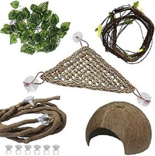 Bearded Dragon Tank Accessories,Lizard Habitat Hammock Reptile Natural Coconut S