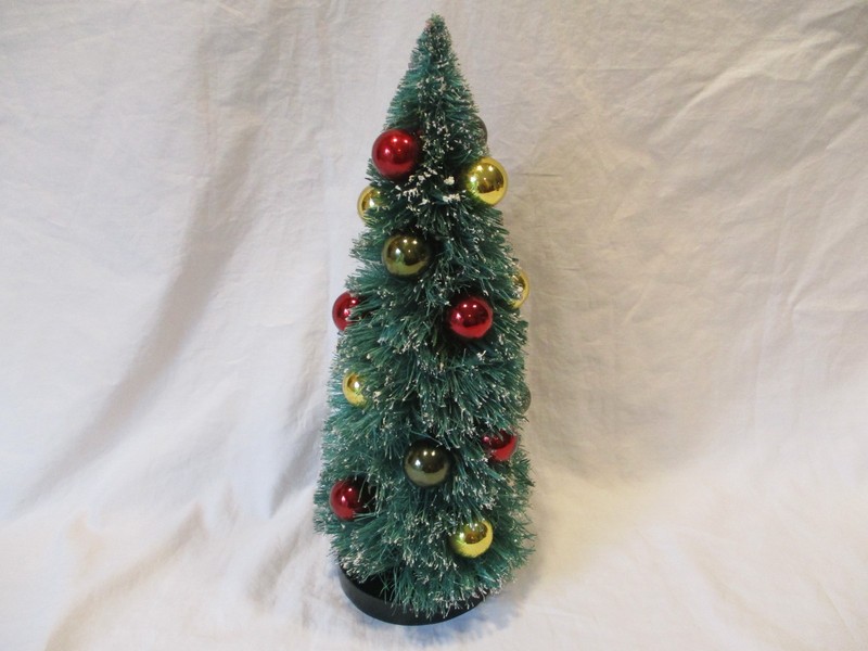 vintage 12" retro bottle brush Christmas table top tree glass ornaments