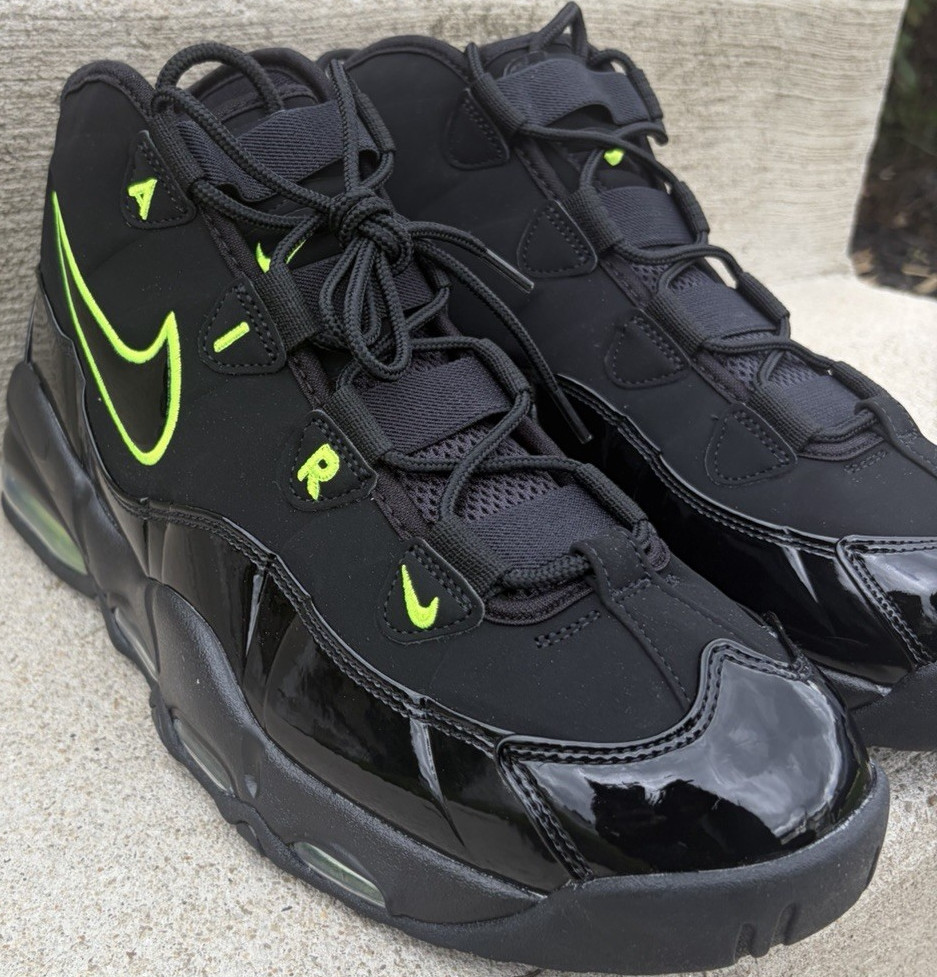Nike Air Max Uptempo Black Neon Green Mid Top Basketball Sneaker