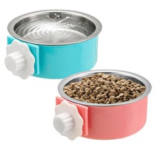 2 Pieces Crate Dog Bowl, Removable Stainless Steel