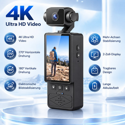 4K Pocket Kamera Vlog Kamera 180° Drehbar Gimbal Action Rotary Camera Anti-Shake