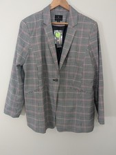 Worthington XXL Women's Blazer NWT Pink Black Plaid Menswear Inspired