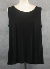 Susan Graver Modern Essentials XL Liquid Knit A-line Tank Top Black NEW A687808