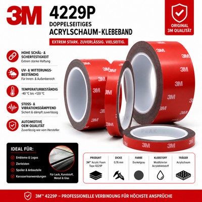 3M Klebeband 4229 doppelseitiges Klebeband EXTRA STARK Universal Kfz Auto Tuning