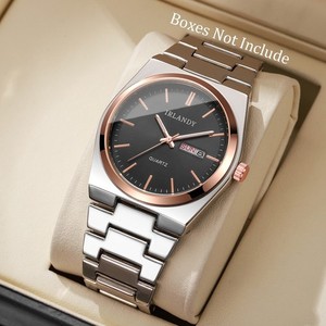 Men's Stainless Steel Band Business Luminous Waterproof Date Quartz Wrist Watch
