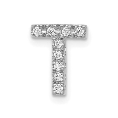 14K Weißgold Diamant Buchstabe T Initiale Charm Geschenk für Mutter
