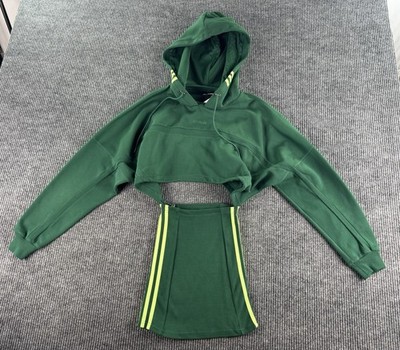 ivy park cut out dress NWT Adidas IVY PARK Womens Dark Green Hooded Cut Out Dress Size Small GR1444