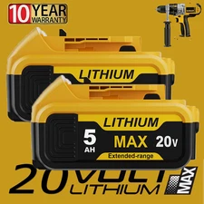 2Pack For DeWalt 20V 20 Volt Max XR 5.0 AH Lithium Ion Battery DCB206-2 DCB200-2