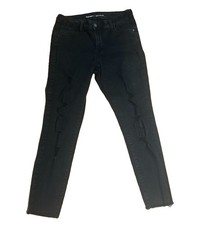 Old Navy Rockstar Mid Rise Skinny Jeans Womens 10 Black Distressed Stretch