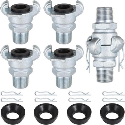 NPT Iron Air Hose Fittings, 4 Sets 3/4'' Male End Chicago Fitting, Universal Hose