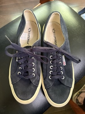 SUPERGA Classic Women s Unisex Lace Up Sneaker Shoe Navy Suede Leather Sz. 9 (42