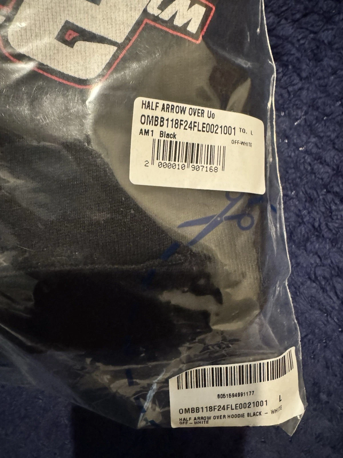 Felpa con cappuccio mezza freccia Off White. Taglia grande