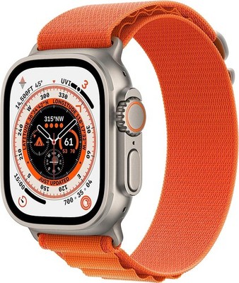 Apple Watch Ultra (GPS + LTE) 49mm Titanium Case Orange Alpine Loop - Large