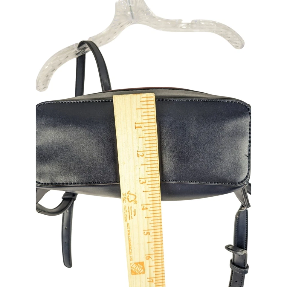 Mini Mochila Love Moschino Acolchada Denim Azul Rojo Imitación Cuero Borde Y2K Foto 4 de 4