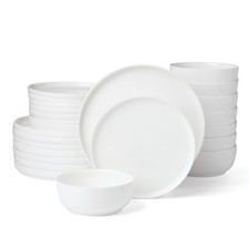 Dinnerware Sets, Modern White 24-Piece Dinnerware Set, Service For 8, Porcela...