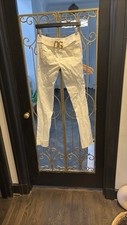 Dolce & Gabbana White Trousers Pants With Gold Belt D&G On Back Size 38 Italy