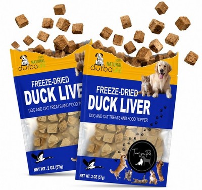 Freeze Dried Duck Liver Cubes Double Pack Dog & Cat Treats Food Topper (2 Packs)
