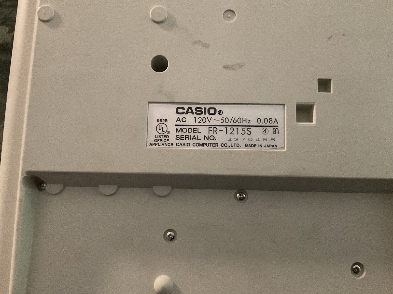 CASIO Printing Calculator FR-1215S Retro Beige Electronic Desktop Used Works