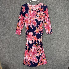 Lilly Pulitzer Madison Dress Womens Size L Navy Via Sunny Ruch Sides