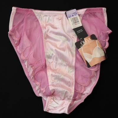 NEW Olga VTG 90s Second Skin Satin Bodysatin Stretch High Cut Brief Panty LARGE